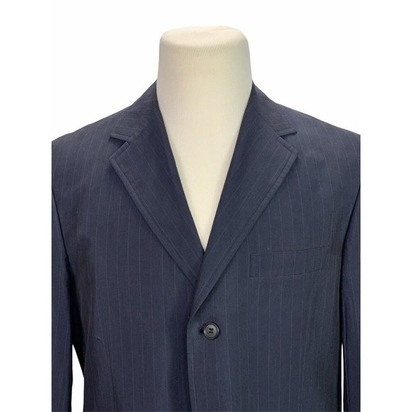 Faconnable Blue Striped Silk Cotton Sport Coat Blazer Jacket Size Large - Picture 5 of 10